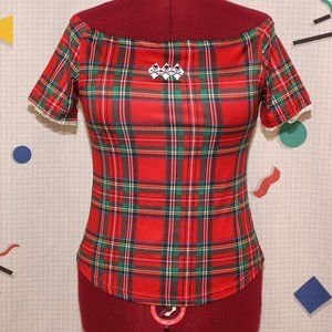 Paper Doll Production plaid/tartan top